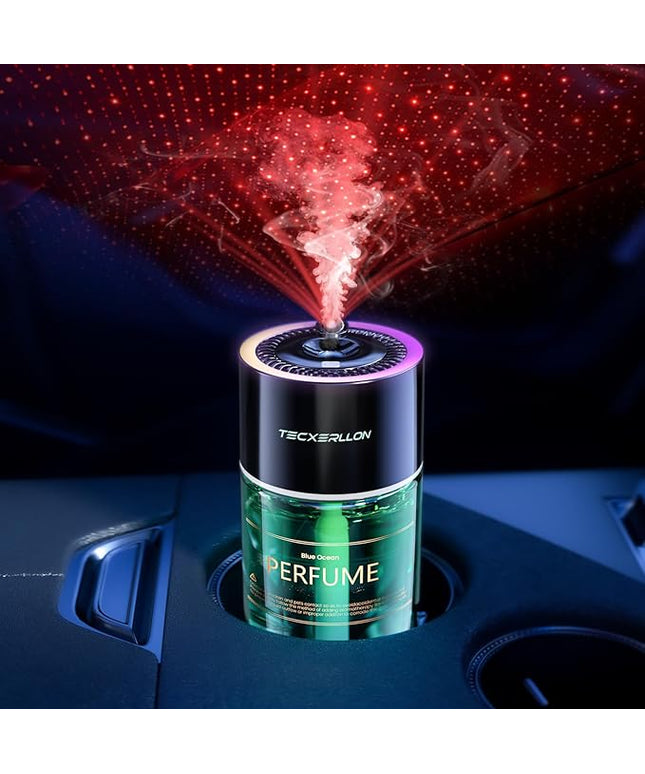 Car Air Freshener, Car Diffuser with RGB Ambient Light & Starry Ceiling, 4 Smart Scent Modes, 120-Day Runtime, Auto On/Off,USB-C Rechargeable, Ocean-Inspired Fragrance, 120ML