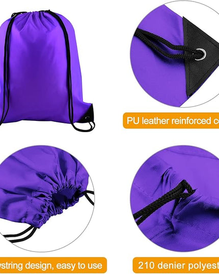 KUUQA 50Pcs Purple Drawstring Backpack Bulk String Bags for Storage, Sport, Gym, and Traveling