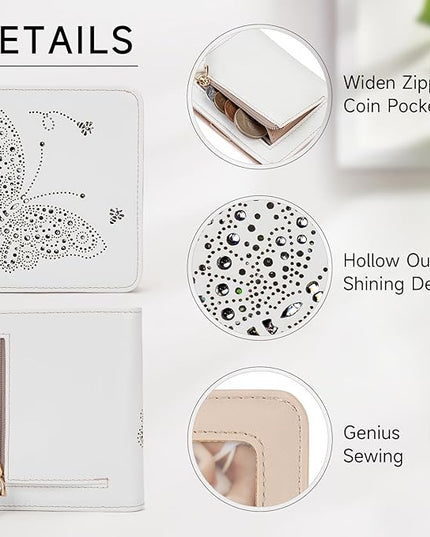 KITEVIUN Small RFID Wallet Women Ultra Thin Slim Womens Wallet Mini Compact Bifold Pocket Ladies Wallets for Women WHITE