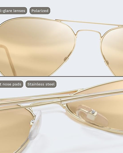 livho Sunglasses for Men Women Aviator Polarized Metal Mirror UV 400 Lens Protection