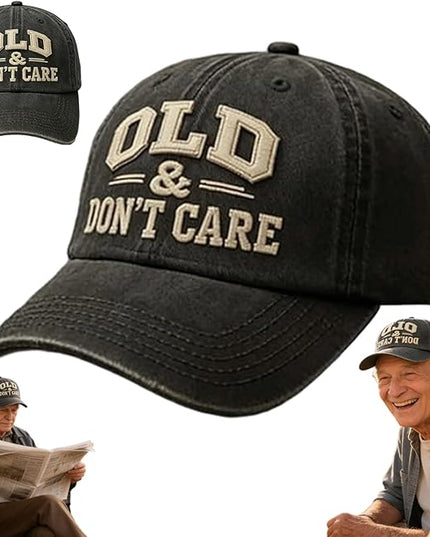 Old and Don't Care Hat, Vintage Distressed “Old & Don’T Care” Cap, Fun Adjustable Trucker Hats