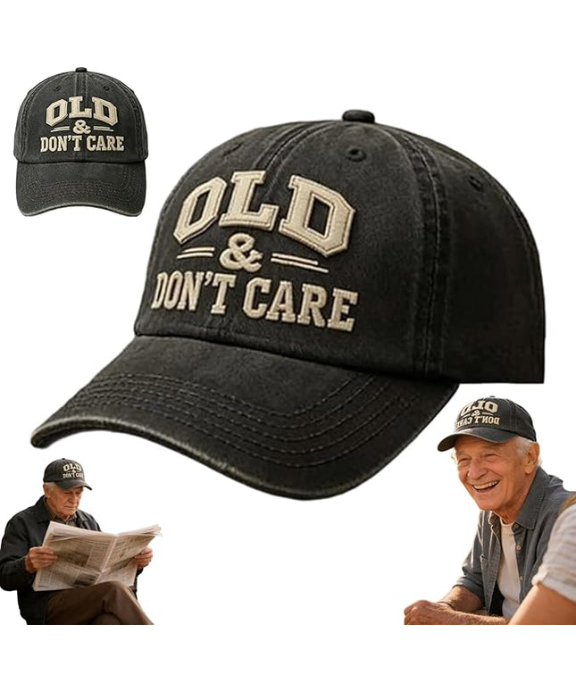 Old and Don't Care Hat, Vintage Distressed “Old & Don’T Care” Cap, Fun Adjustable Trucker Hats