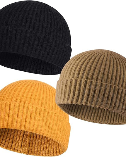 50% Wool Warm Cuffed Swag Knit Short Fisherman Beanie for Men Women Winter Hats Trawler Skull Cap