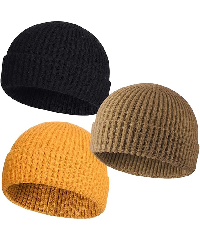 50% Wool Warm Cuffed Swag Knit Short Fisherman Beanie for Men Women Winter Hats Trawler Skull Cap