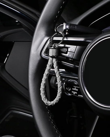 BETTERHUMZ Leather Key Fob Car Weave Keychain Ring Woven Strap Braided Key Chain for Alcantara Accessories
