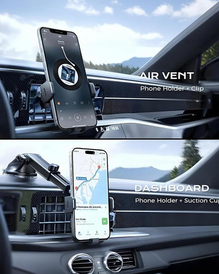 CHGeek Wireless Car Charger, 2026 Upgrade 15W Fast Charging Auto Clamping Car Phone Holder Charger, Phone Holders for car Mount, fit for iPhone 17 16 15 14 13 Mini Pro Max XR,Samsung Galaxy S25 Ultra