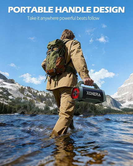 Speakers Bluetooth Wireless, 80W Peak Loud Outdoor Speaker with Bass, 20H Playtime, IPX6 Waterproof, TWS，BT5.3, Portable for Camping Hiking Boating Pool Beach, Olive Green
