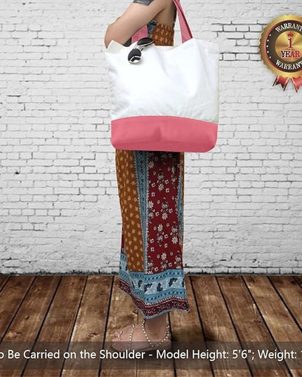 TOPDesign 3-Pack Super Strong Large 12oz Cotton Canvas Tote Bags, Reusable Grocery Shopping Cloth Bags, Fashionable Two-Tone Totes for Crafts, DIY Your Creative Designs