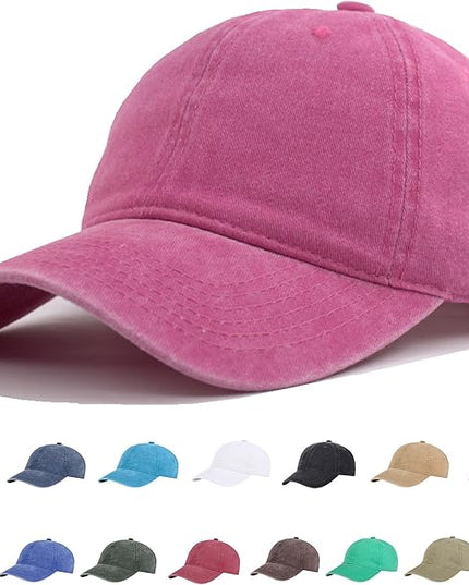 YEANIY Vintage Washed Cotton Plain Baseball Caps Adjustable Unstructured Soft Blank Casual Dad Ball Hats for Men Women