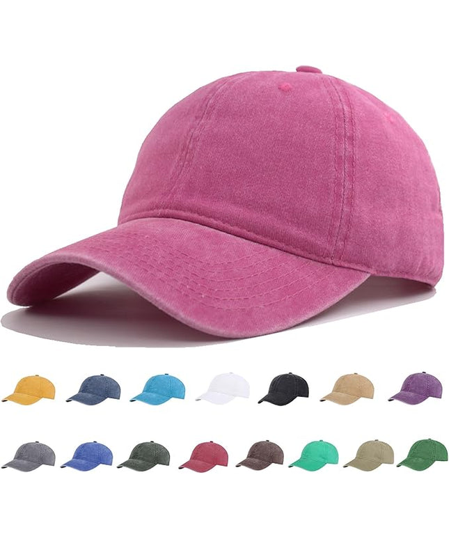 YEANIY Vintage Washed Cotton Plain Baseball Caps Adjustable Unstructured Soft Blank Casual Dad Ball Hats for Men Women