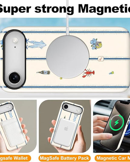 Magnetic for iPhone 17 Air Case Cute Frog Stripes Phone Case, Summer Shockproof Slim TPU and Hard PC Protective Phone Cover Compatible with MagSafe Designed for Women Girls