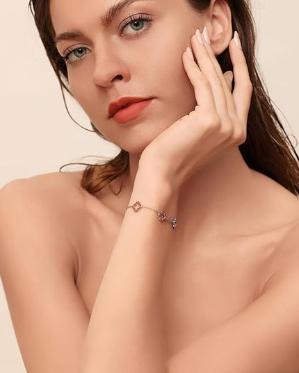 CLAIRETTE Premium PVD Gold-Plated Clover Lucky Bracelet for Women Flower Four Leaf Link Bracelets Trendy Jewelry Gifts for Women