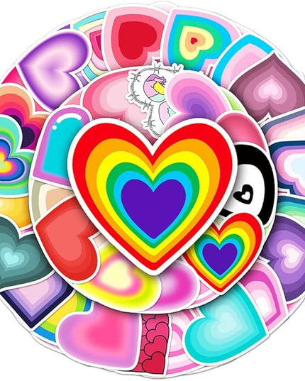 Aesthetic Heart Vinyl Stickers, 50 PCS Waterproof Love Decals for Laptops, Scrapbooking, Notebooks, Water Bottles, Suitcases, Phones & DIY Decor