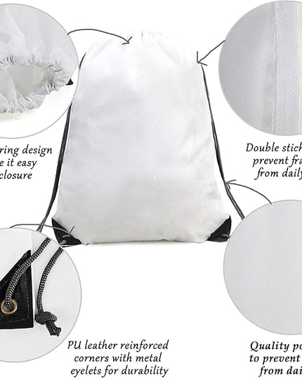 BeeGreen Drawstring Backpack Bags 20,30,50 Packs Reflective String Bags for Gym Sport Trip Cinch Sack DIY for Women Men