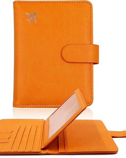 Melsbrinna Rfid Passport Holder for Travel women/Men, Cute Passport Wallet Rfid Blocking Card Slots, Rfid Passport Cover/CaseTravel Wallet, Passport Book Holder (1, Orange)