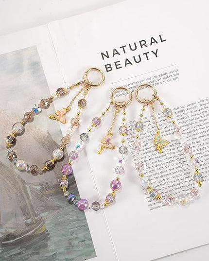 Phone Charm for Women, Anti-Theft Phone Wrist Strap Hands-Free & Beaded Chain,Tether Tab
