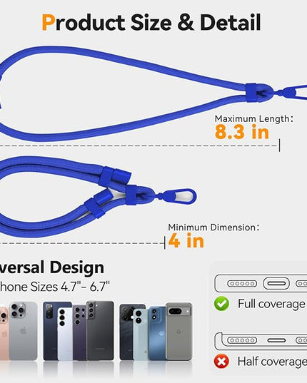 Phone Wrist Strap with 2 Phone Tether Tab, 2 Pack Adjustable Anti-Theft Cell Phone Lanyard for Travel & Outdoors
