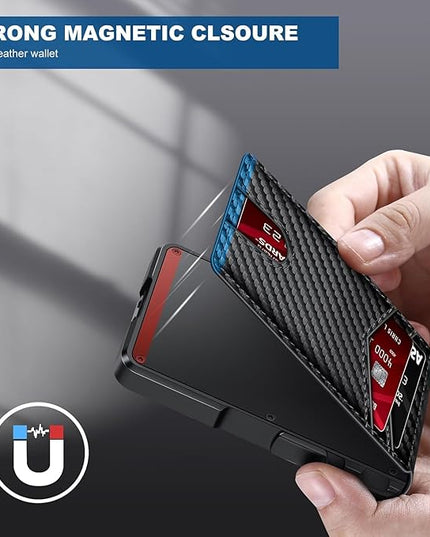 ZALVEX Wallet for Men, Mens Minimalist Wallet 9-13 Cards, Slim Compact Wallet with Money Clip & ID Window, RFID Blocking Smart Pop Up Card Wallet, Metal Aluminum Credit Card Holder Bifold Wallet