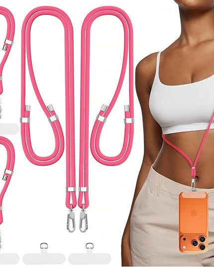 4-IN-1 Phone Lanyard + Wrist Strap, 2PCS Adjustable Length Cell Phone Lanyard with 2 Tether Tabs for iPhone,Smartphones