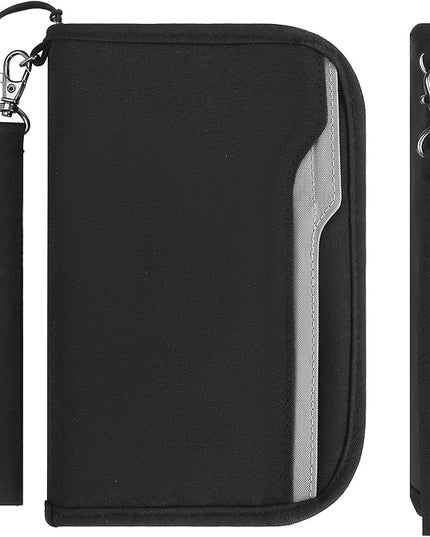 ZOPPEN Passport Holder Family RFID Passport Wallet, Passport Holder Women/Men, Travel Wallet Documents Organizer Zipper Case with Removable Wristlet Strap, Travel Essentials for Flying