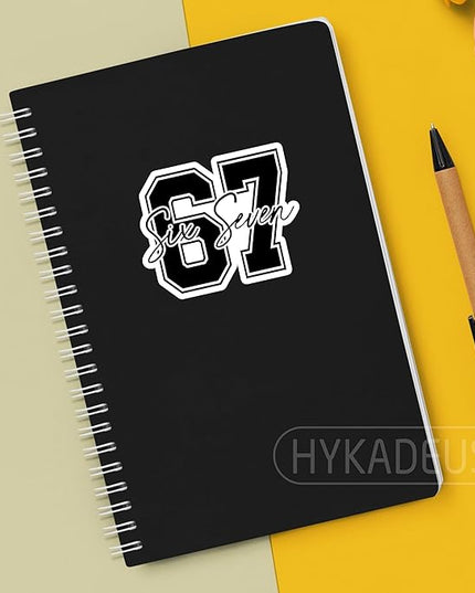 (3Pcs) 67 Six Seven Meme Stickers Funny Gen Alpha Slang 6 7 Numbers Vinyl Decals Waterproof for Laptop, Water Bottle, Phone Case, Tumbler, Scrapbooking, 3" x 2.4"