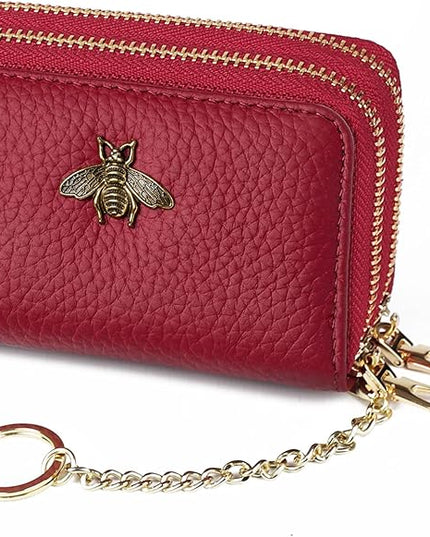imeetu RFID Credit Card Holder, Small Leather Zipper Card Case Wallet for Women