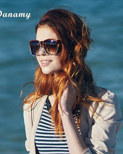 DANAMY Sunglasses Womens Polarized Sunglasses for Women Trendy Designer Mirrored UV400 Protection Sun Glasses