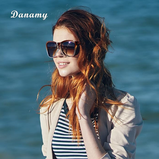DANAMY Sunglasses Womens Polarized Sunglasses for Women Trendy Designer Mirrored UV400 Protection Sun Glasses