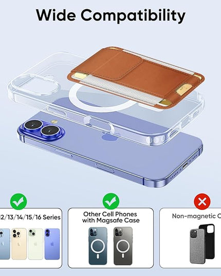 FINPAC MagSafe Wallet, Magnetic Card Wallet Holder for iPhone 17/16/15/14/13/12 Series, Safe RFID Blocking Slim Leather 6 Card Holder for Women Men