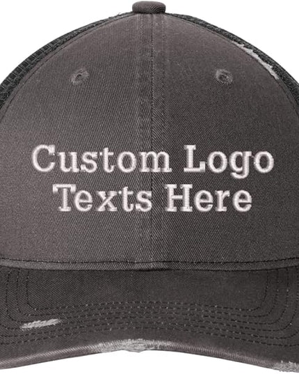 INK STITCH C600 Custom Embroidery Texts Logo Distressed Trucker Caps