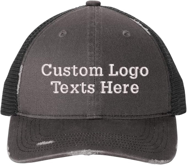 INK STITCH C600 Custom Embroidery Texts Logo Distressed Trucker Caps