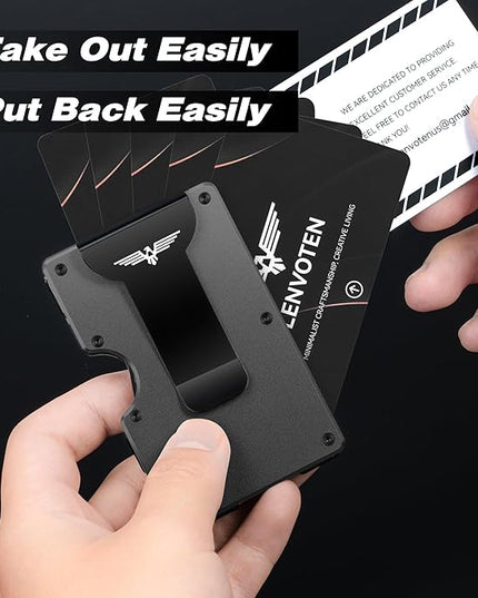 Lenvoten Extra Durable Hinged Minimalist Wallet for Men | Slim Metal RFID Blocking Wallet | Credit Card Holder & Money Clip Holds 20 Cards | Premium Scratch-Resistant Finish | Ideal Gift for Men