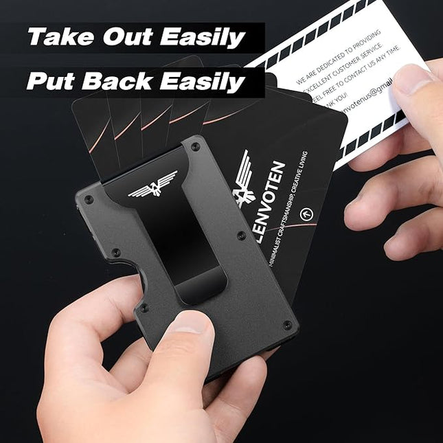 Lenvoten Extra Durable Hinged Minimalist Wallet for Men | Slim Metal RFID Blocking Wallet | Credit Card Holder & Money Clip Holds 20 Cards | Premium Scratch-Resistant Finish | Ideal Gift for Men
