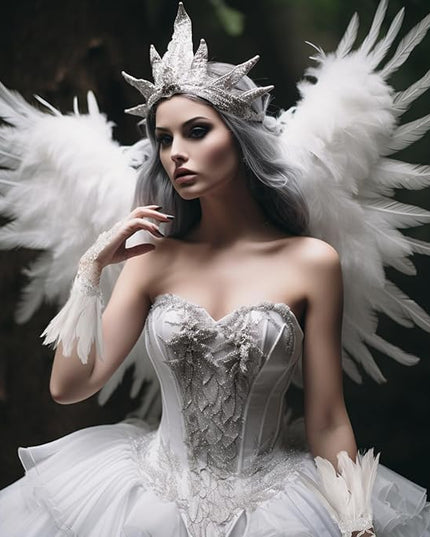 HOMELEX Women Black Lace Feather Gloves Witch Angel Costume Accessories Swan Wings Wrist Bands