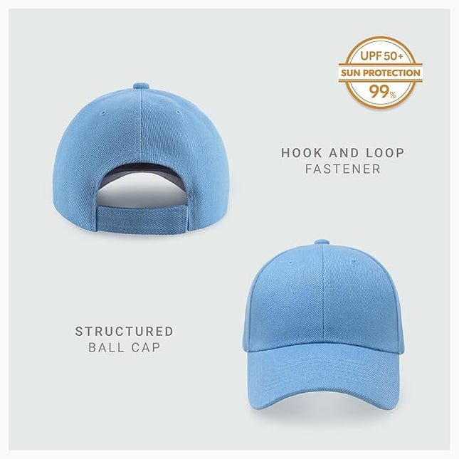 2-Pack Classic Structured Baseball Cap Adjustable Snapback Multipack Ball Caps for Custom Embroidery Running Workouts Outdoor