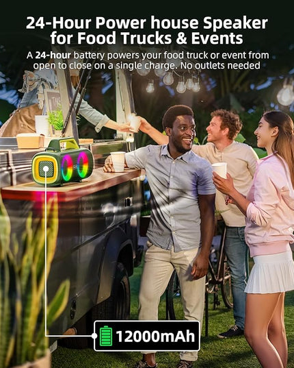 Portable Bluetooth Speaker Wireless,140W Peak Loud Sound with 2 Subwoofers and 2 Tweeters, Plus Bass Boost, IP65 Waterproof Outdoor Speaker, 24H Playtime, RGB Lights, TF/AUX/USB/Mic Input, Large Party