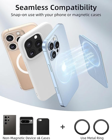 Magsafe Wallet with Angle Adjustable Stand, Magnetic Card Holder for iPhone 16/15/14/13/12 Series (Not for iPhone Mini), 1 Slot, 6 Cards, Blue