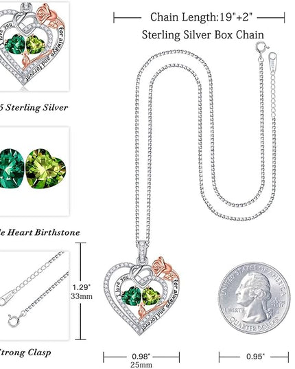 Iefil Christmas Gifts for Wife Women - 925 Sterling Silver Double Birthstone Necklace, Anniversary Birthday Gifts for Women, Jewelry Gift for Wife Girlfriend Mom Her