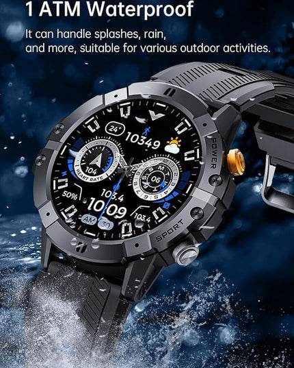 Gravity C29 Rugged Smart Watch, 1.52-Inch HD Display, 100+ Sports Modes, 7-10 Days Battery Life, AI Voice Assistant, 1 ATM Waterproof, Heart Rate & Sleep Monitoring, Shockproof (Silver)