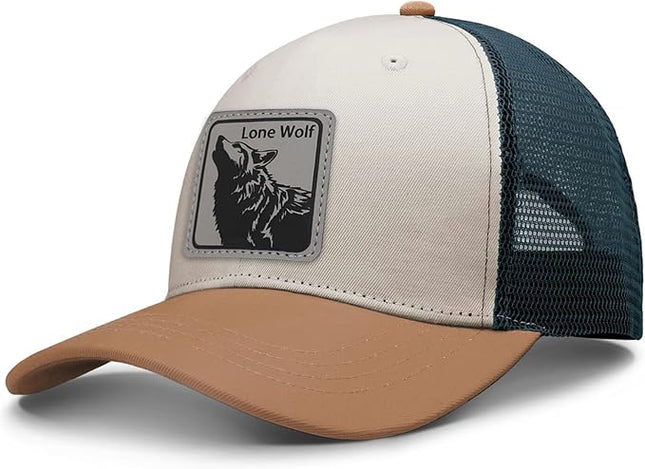 Animal Trucker Hats Leather Pattern Adjustable Snapback Mesh Animal Baseball Cap for Men