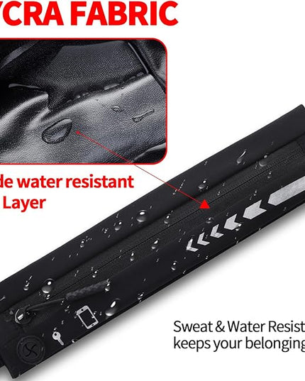 USHAKE Slim Running Belt for Women Men-Runners Phone Holder Fanny Pack, Adjustable, Bounce Free Waist Pouch bag for Workout, Money Belt, Run Gear Accessories Black