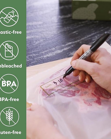 100% Compostable Food Storage Bags [Gallon 50 Count] Eco-Friendly Freezer Bags, Resealable-Bags, Heavy-Duty, Reusable, Off-White by Earth's Natural Alternative (Pack of 8)