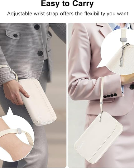 MoKo Family Passport Holder for 5, RFID Blocking Passport Wallet for Men Women, Travel Wallet Holder with Multiple Compartments, Travel Document Organzier for Cards, ID, Tickets, Keys, Beige