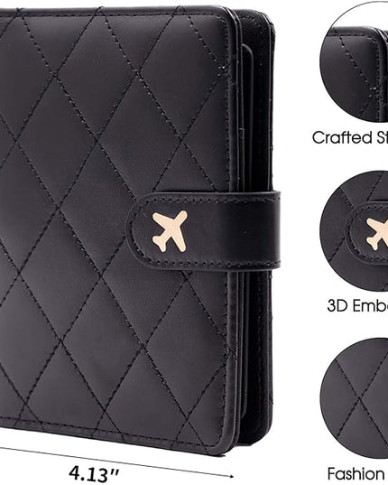 Melsbrinna Rfid Passport Holder for Travel women/Men, Cute Passport Wallet Rfid Blocking Card Slots, Rfid Passport Cover/CaseTravel Wallet, Passport Book Holder (1, LG BLACK)