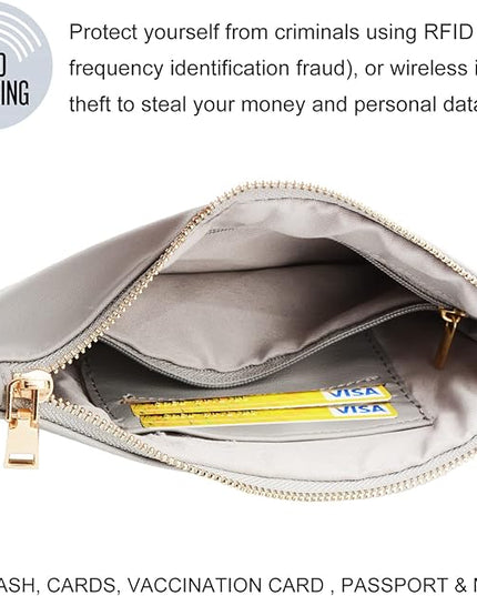 COOLANS Silicone Bracelet Wristlet Wallet Credit Card Holder RFID,ID Window,Key Ring Tassel,Slim Wallet Women Keychain Purse