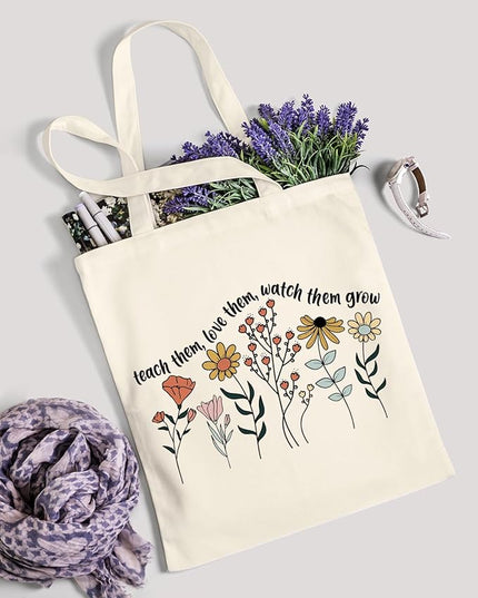 AUSVKAI Canvas Tote Bag Aesthetic for Women, Cute Cloth Cotton Bags for College Shopping Beach Grocery and Trendy Gifts