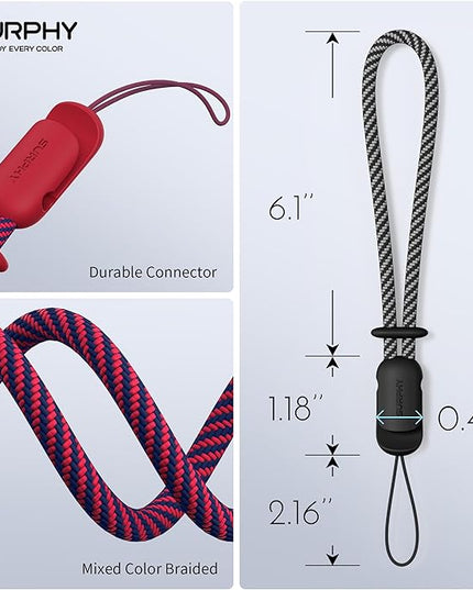 SURPHY 2 Pack Phone Lanyard for Cellphone Case, Phone Wrist Strap for Case, Cellphone Strap with 2-Color Braided, Charm Wrist Lanyard for Women and Men, Cellphone Wrist Lanyard for Women, Red & Black