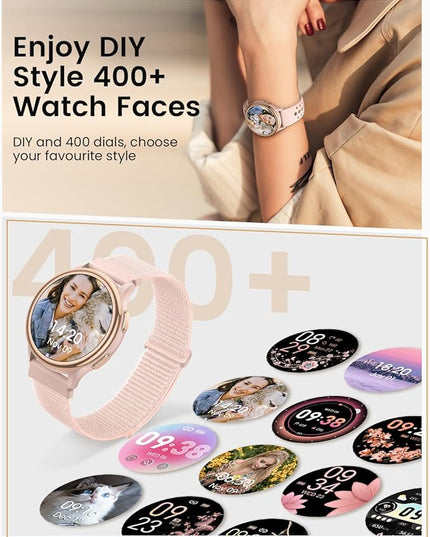 Smart Watches for Women(Answer/Make Calls), 1.27'' AMOLED Screen Activity Trackers with Heart Rate/Sleep/SpO2 Monitor, Smartwatch for iPhone/Samsung/Android, 120+ Sport Modes IP68 Fitness Watch Pink