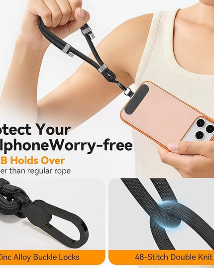 Phone Wrist Strap with 2 Phone Tether Tab, 2 Pack Adjustable Anti-Theft Cell Phone Lanyard for Travel & Outdoors
