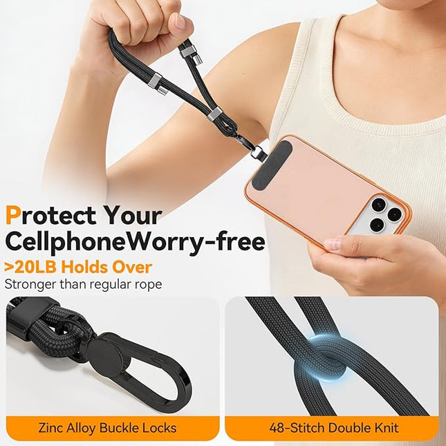 Phone Wrist Strap with 2 Phone Tether Tab, 2 Pack Adjustable Anti-Theft Cell Phone Lanyard for Travel & Outdoors